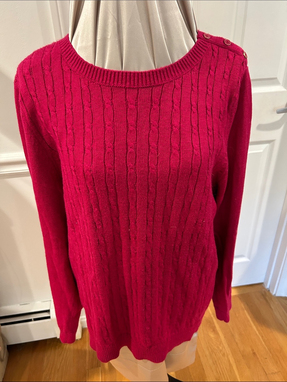 Talbots Cable Knit Crewneck Sweater - Fuchsia